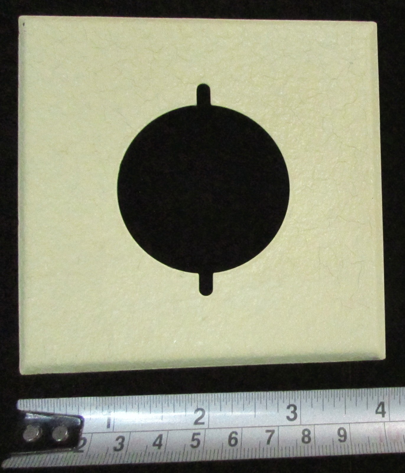 Vintage Square 4½” Textured Beige Metal Round Hole SINGLE GANG WALL PLATE COVER