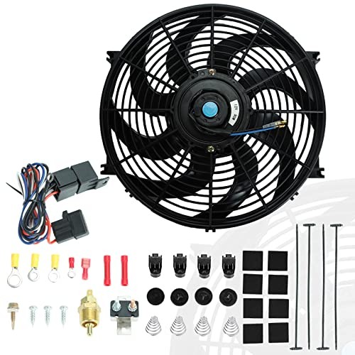 14″ Universal Electric Radiator Cooling Fans + Thermostat Relay & 14 Inch