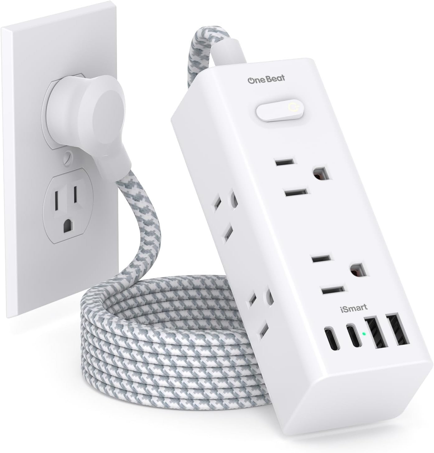 Wall Mountable Power Strip – 6 Outlets, 4 USBs for Efficient Charging Solutions