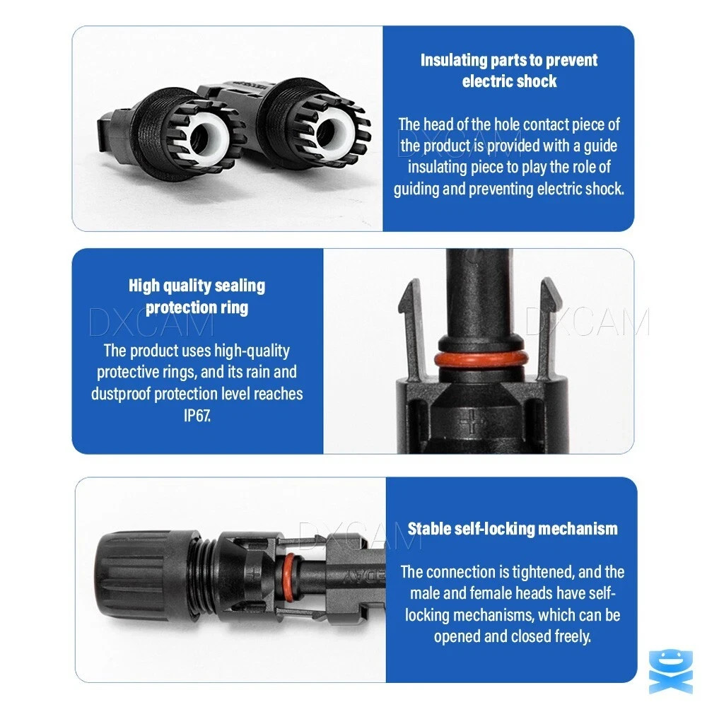 10/20/50/100/200 Pairs Solar Cable Connectors Male Female DIY For Solar Panel US