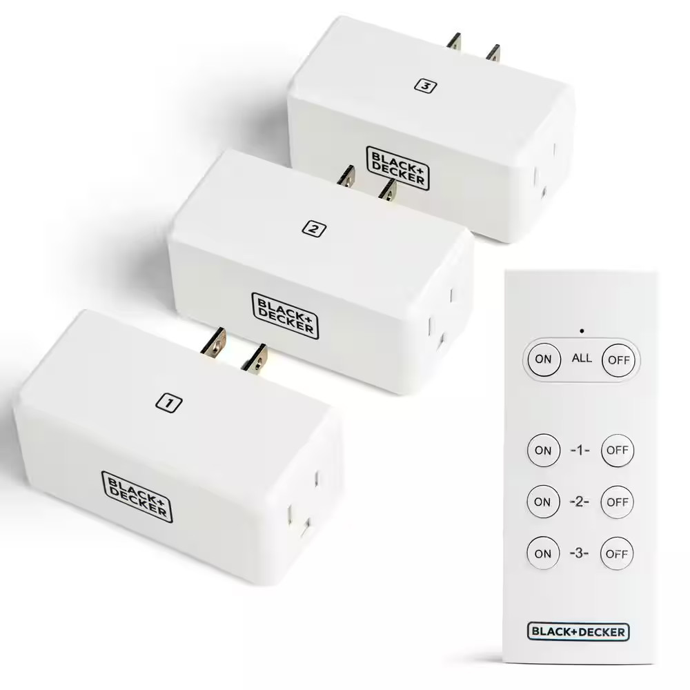 1 Amp to 15 Amp Plug-In Indoor Wireless Remote Control System with 3 Smart Adapt