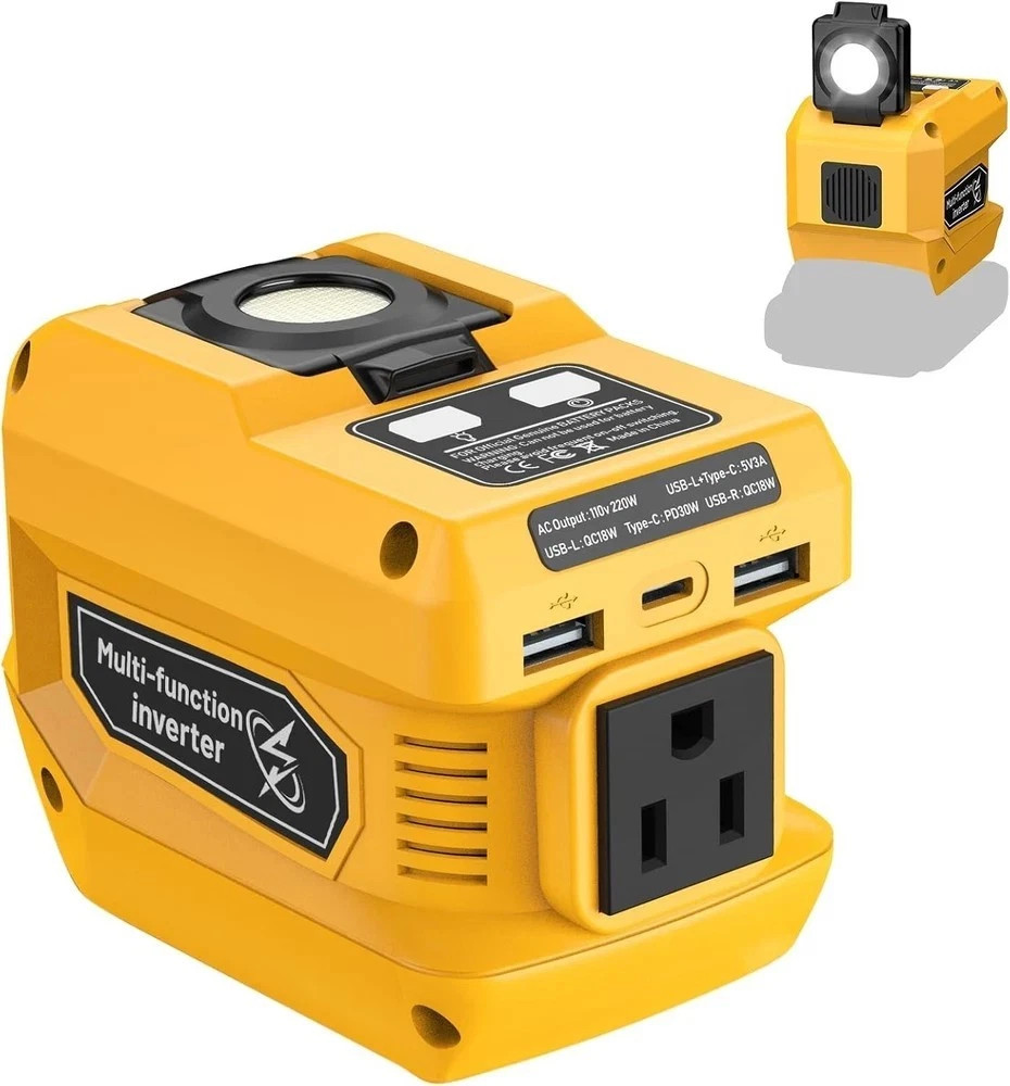 220W Power Inverter Compatible with Dewalt 20V Battery, DC 20V to 110V AC
