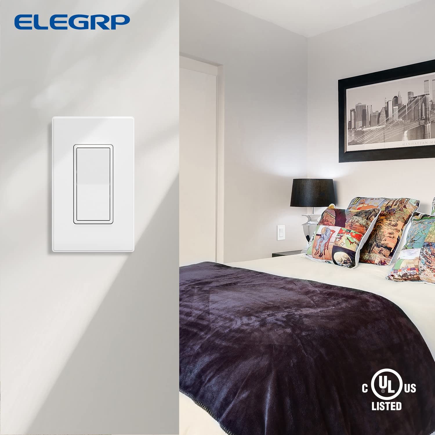 Matte White 3 Way Decorative Light Switch, 15Amp, 120277 Volt, AC Decorator R…
