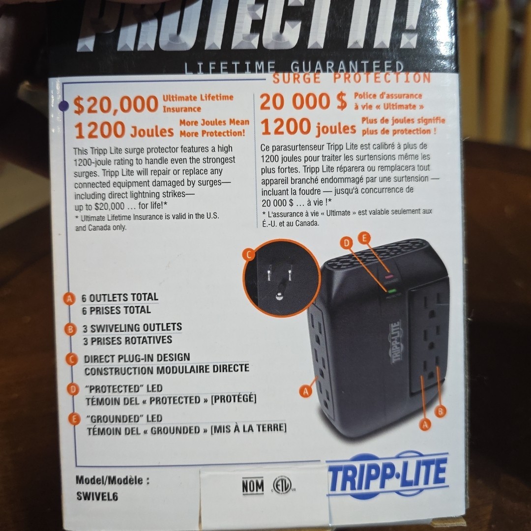 TRIPP LITE BY EATON Protect It! 1,200-Joules Direct Plug-in