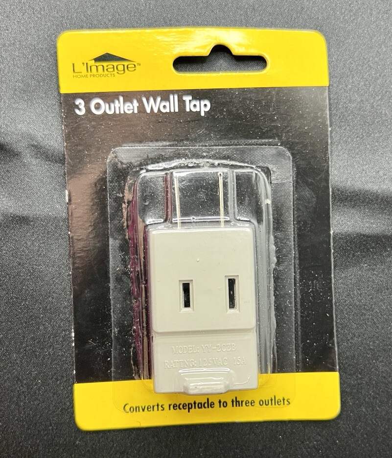 L’Image 3 Outlet Wall Tap – Converts Receptacles To Three Outlets, Gray