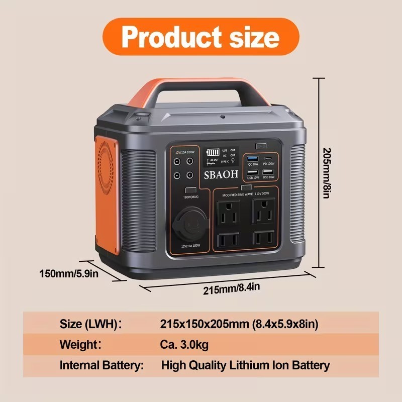 300W Portable Solar Power Generator Station Battery Charger Bank Camping