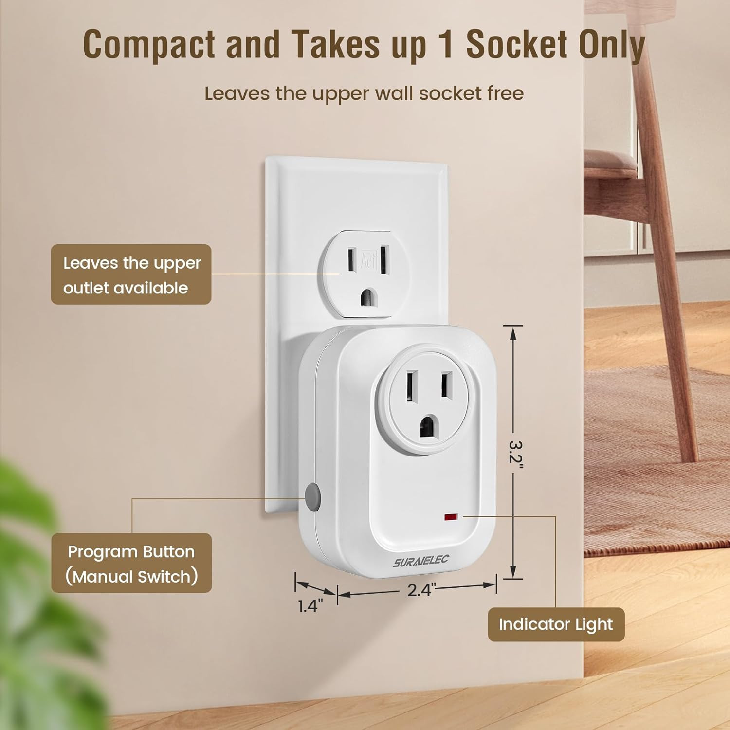 Wireless Wall Switch Remote Control Outlet, No Wiring, 100Ft RF