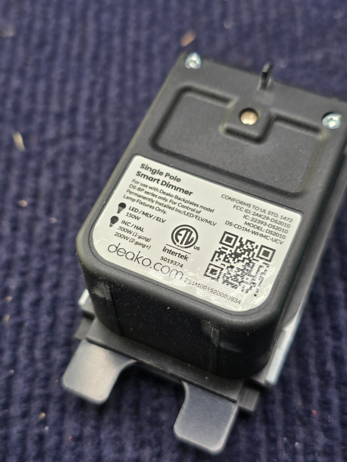 Deako DS-CD1M-WHMC-UCV Single-Pole Master & Remote Smart Dimmer Switch 2.4 GHz