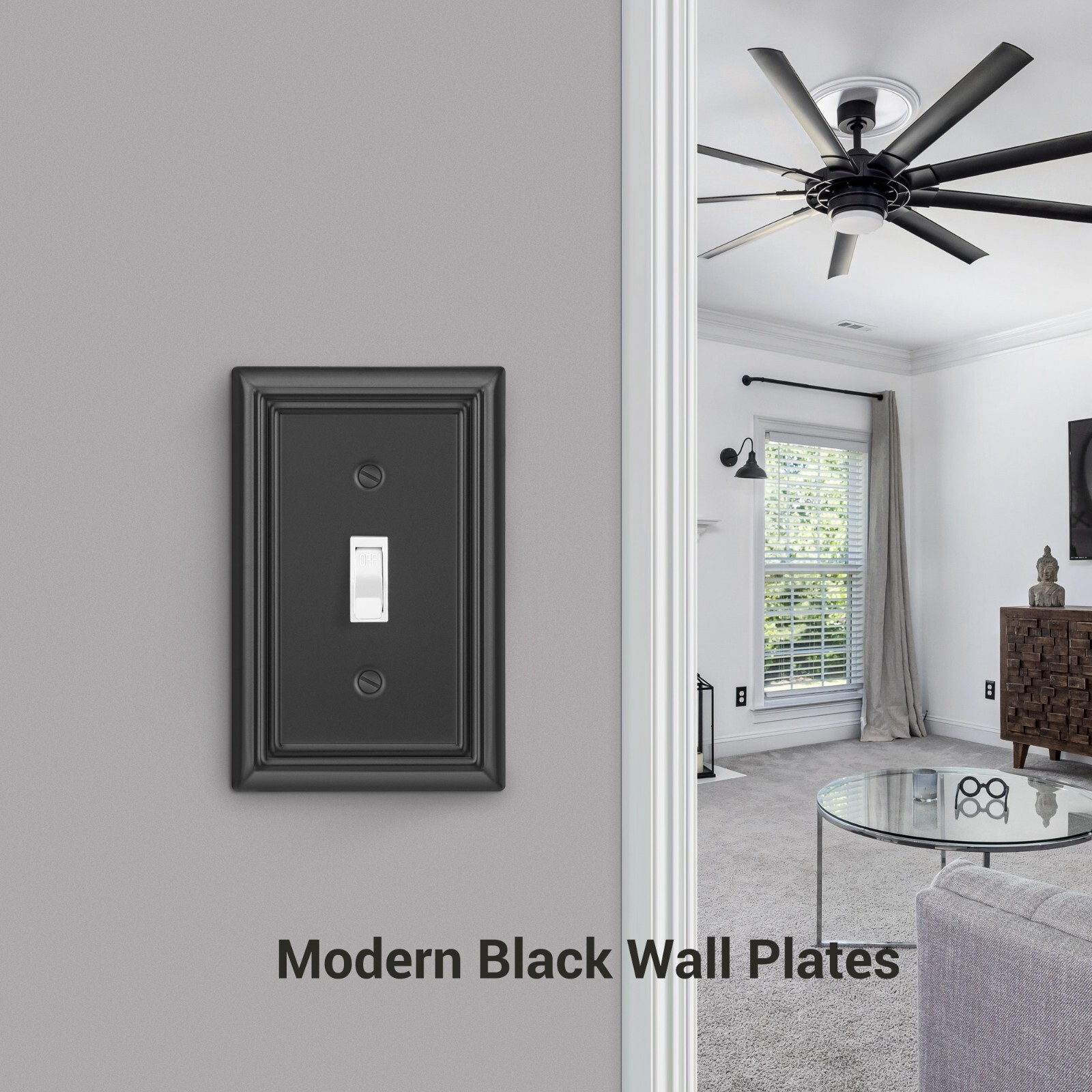 DEWENWILS 4-Pack Toggle Wall Plates, Metal Light Switch Cover with Black Finish,