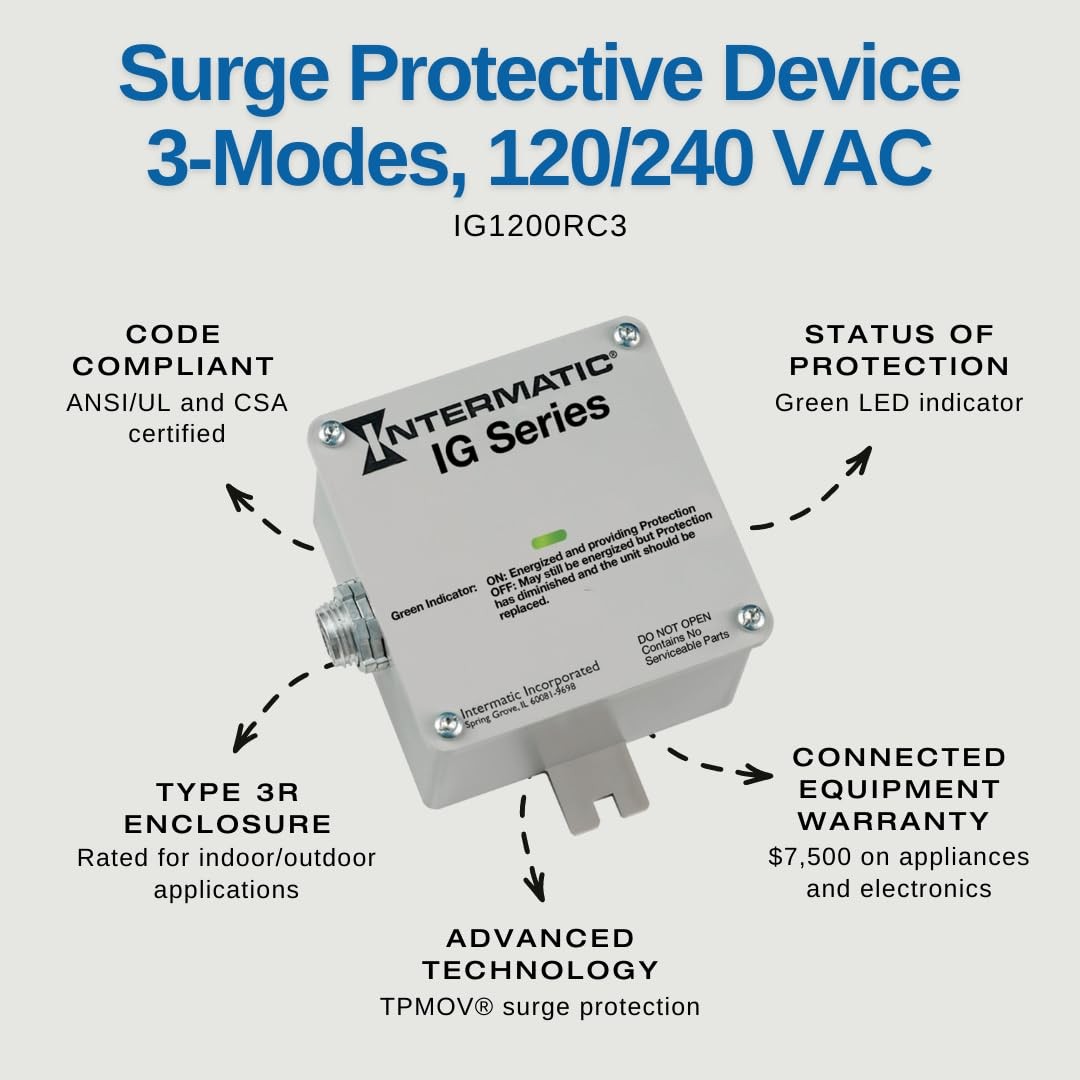 Intermatic IG1200RC3 – Advanced Surge Protection with TPMOV Technology – Gray