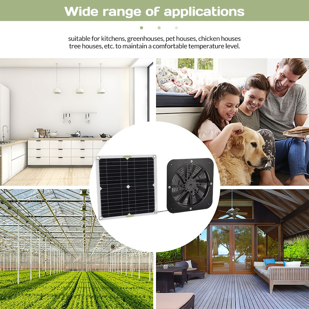 100W Solar Powered Exhaust Fan IP68 Waterproof Ventilation Kit for Chicken Coop