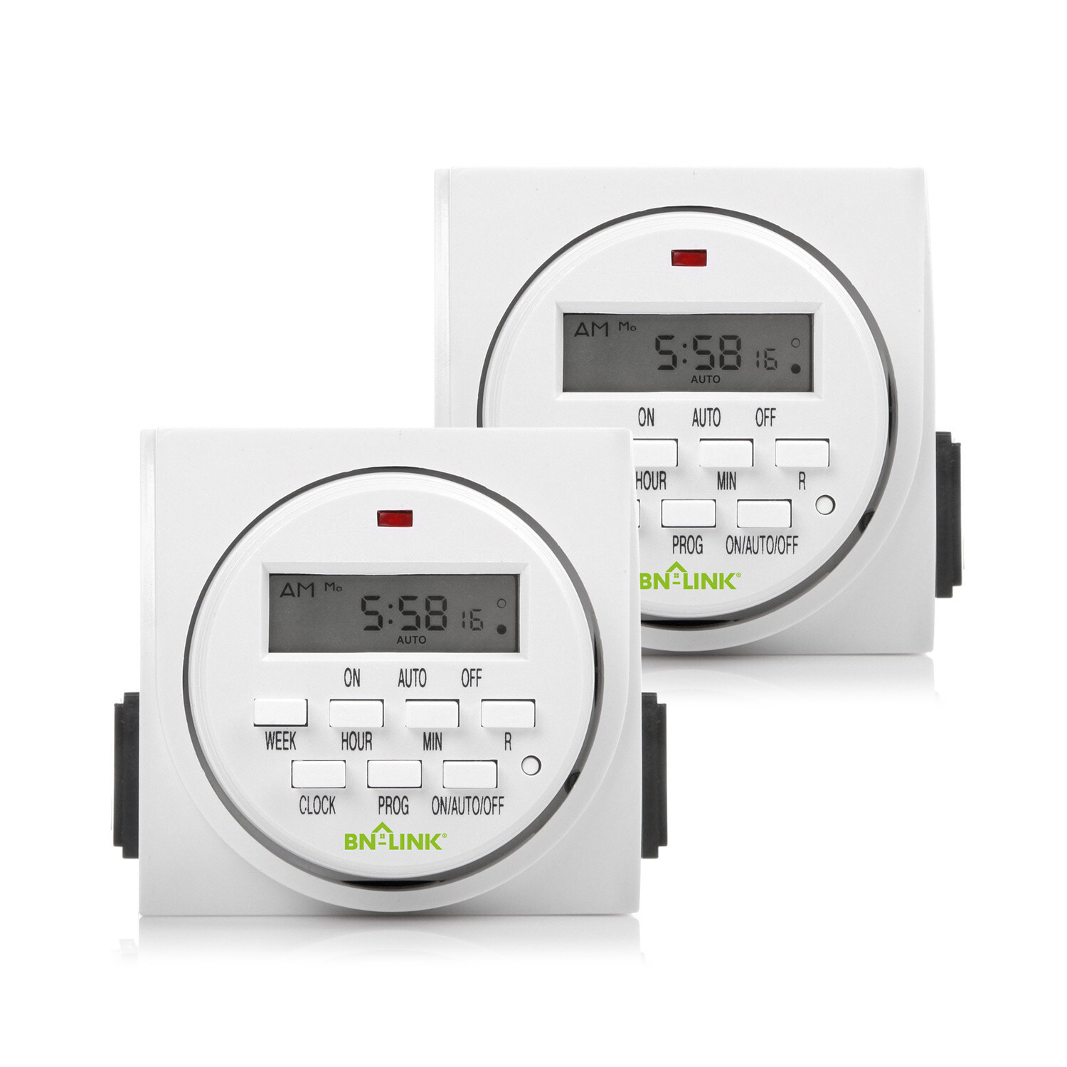 BN-LINK 2Pack 7 Day Heavy Duty Digital Programmable Timer Switch Dual Outlet 15A