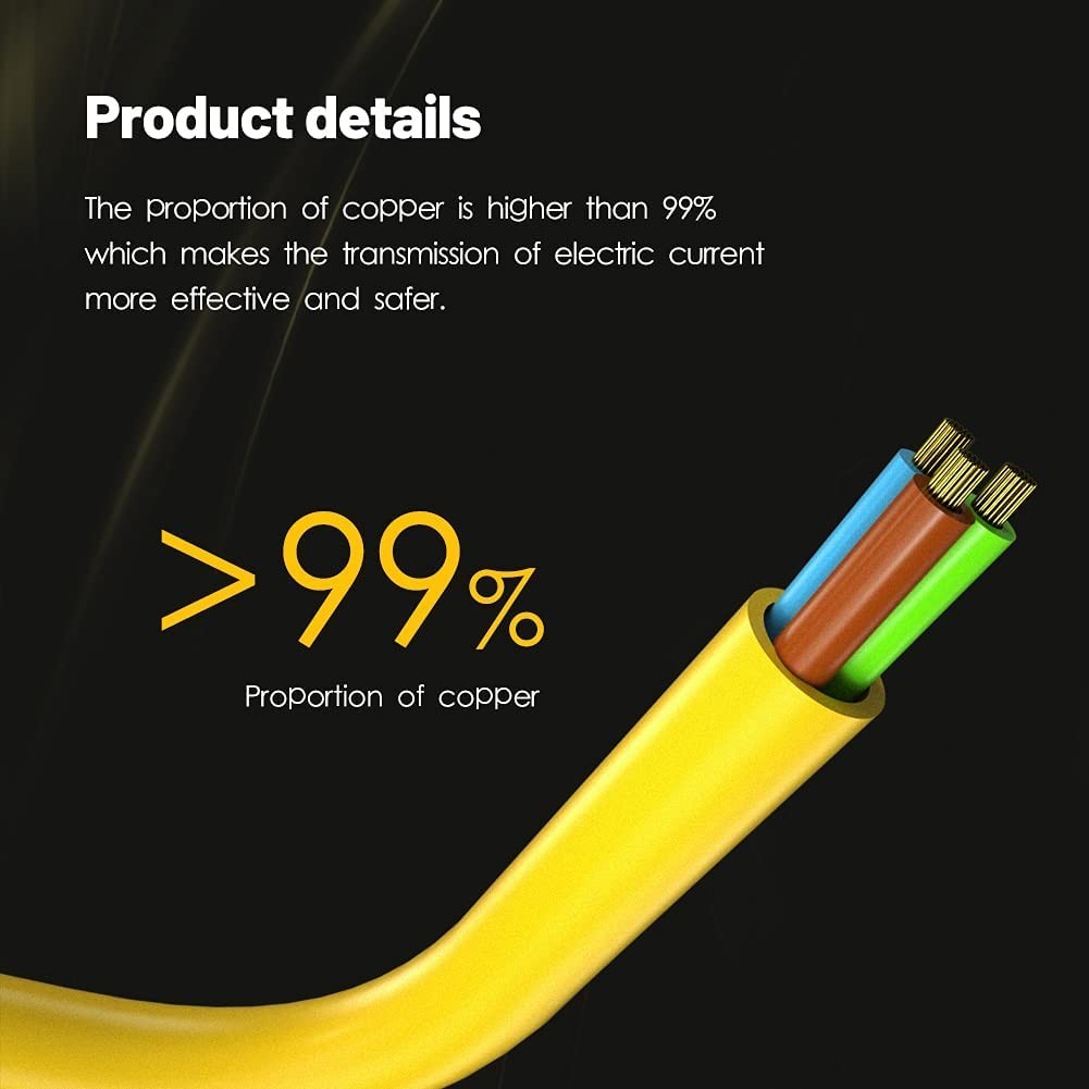New 50 Feet Lighted Outdoor Extension Cord – 12/3 SJTW Heavy Duty Yellow USA