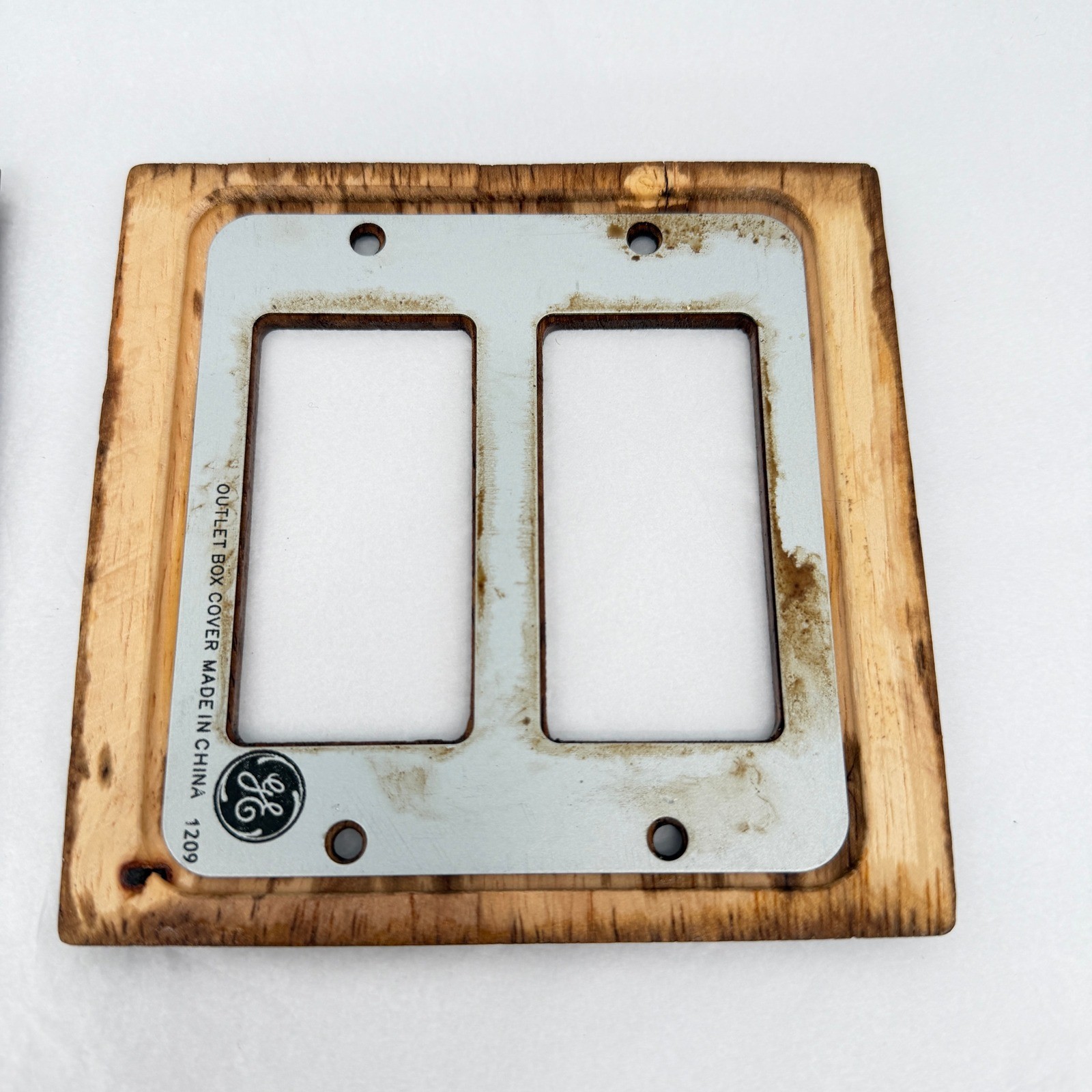 GE Wood Wall Plate 2 Gang Rocker Light Switch Cover Brown Oak Finish Home Decor