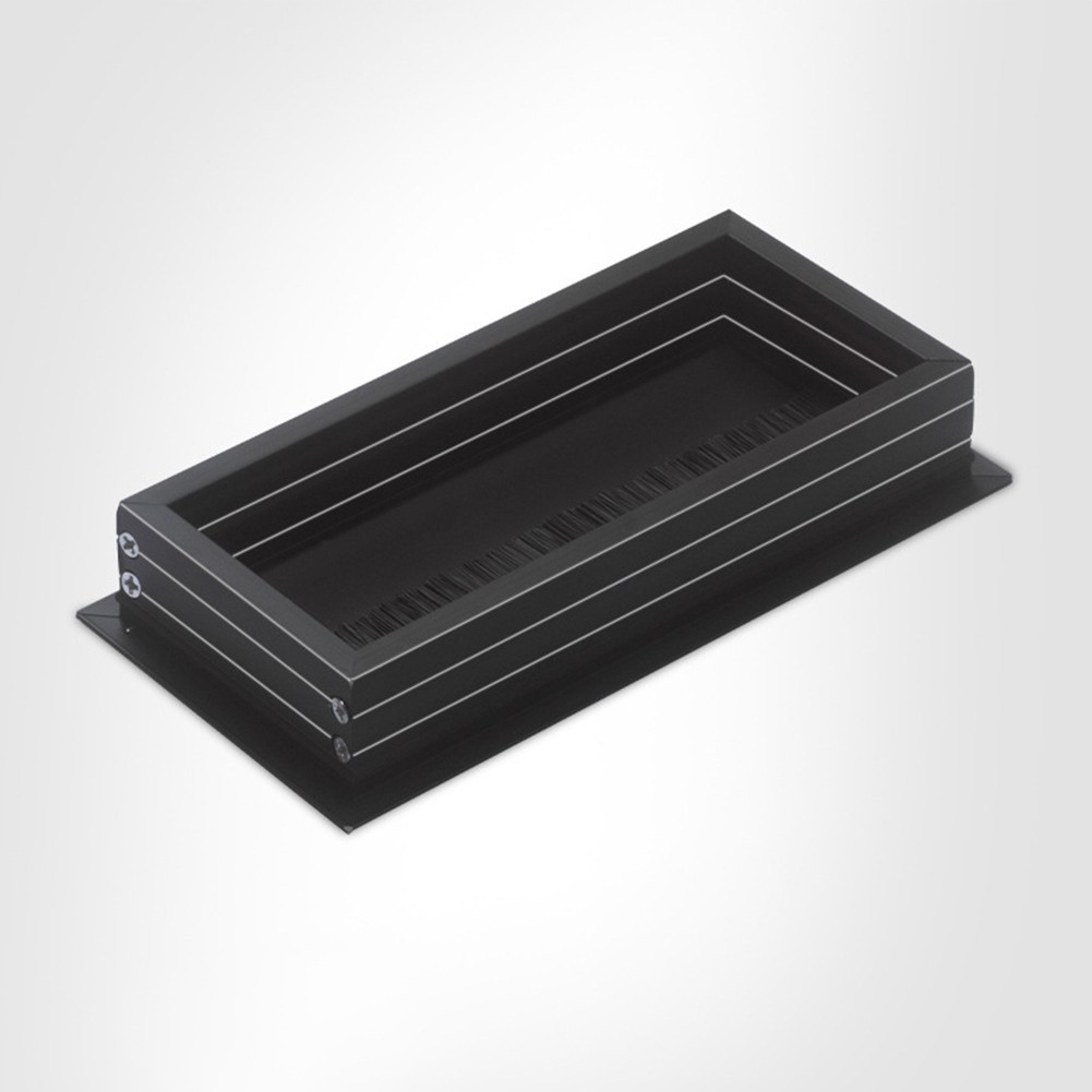 Sleek Black and Silver Square Grommet for Desk Wire Management Solutions