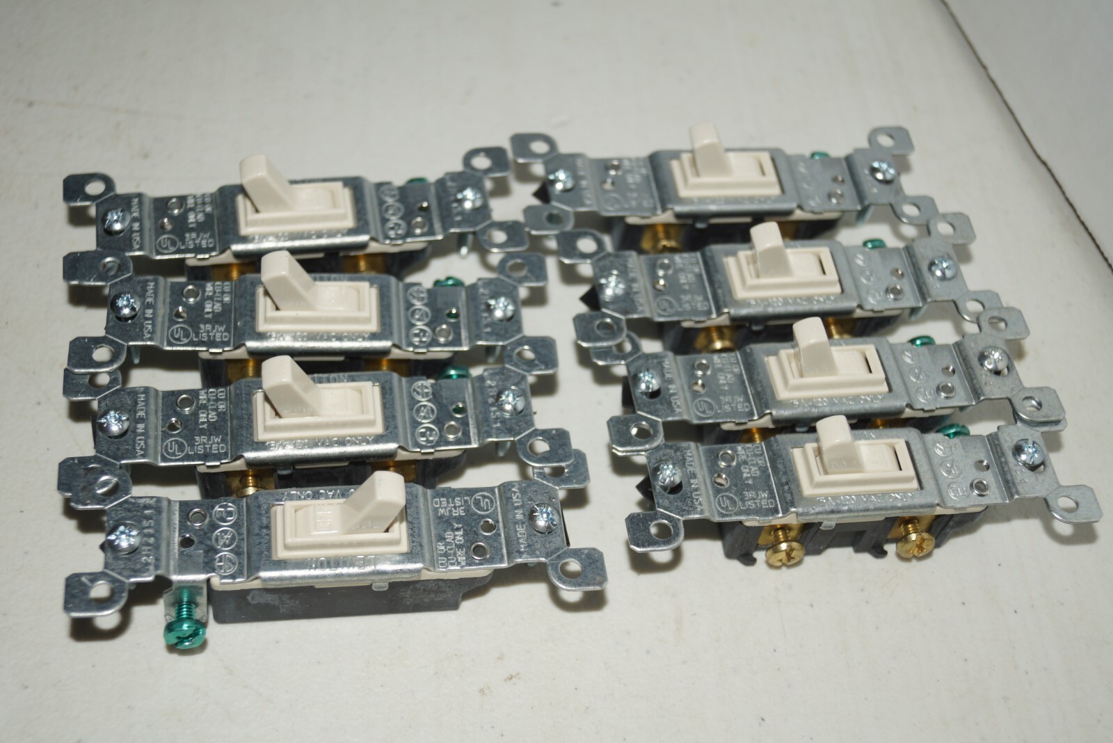 Lot Of 8 Leviton 1451-2WM White 15A-120V AC/CA Light Switches
