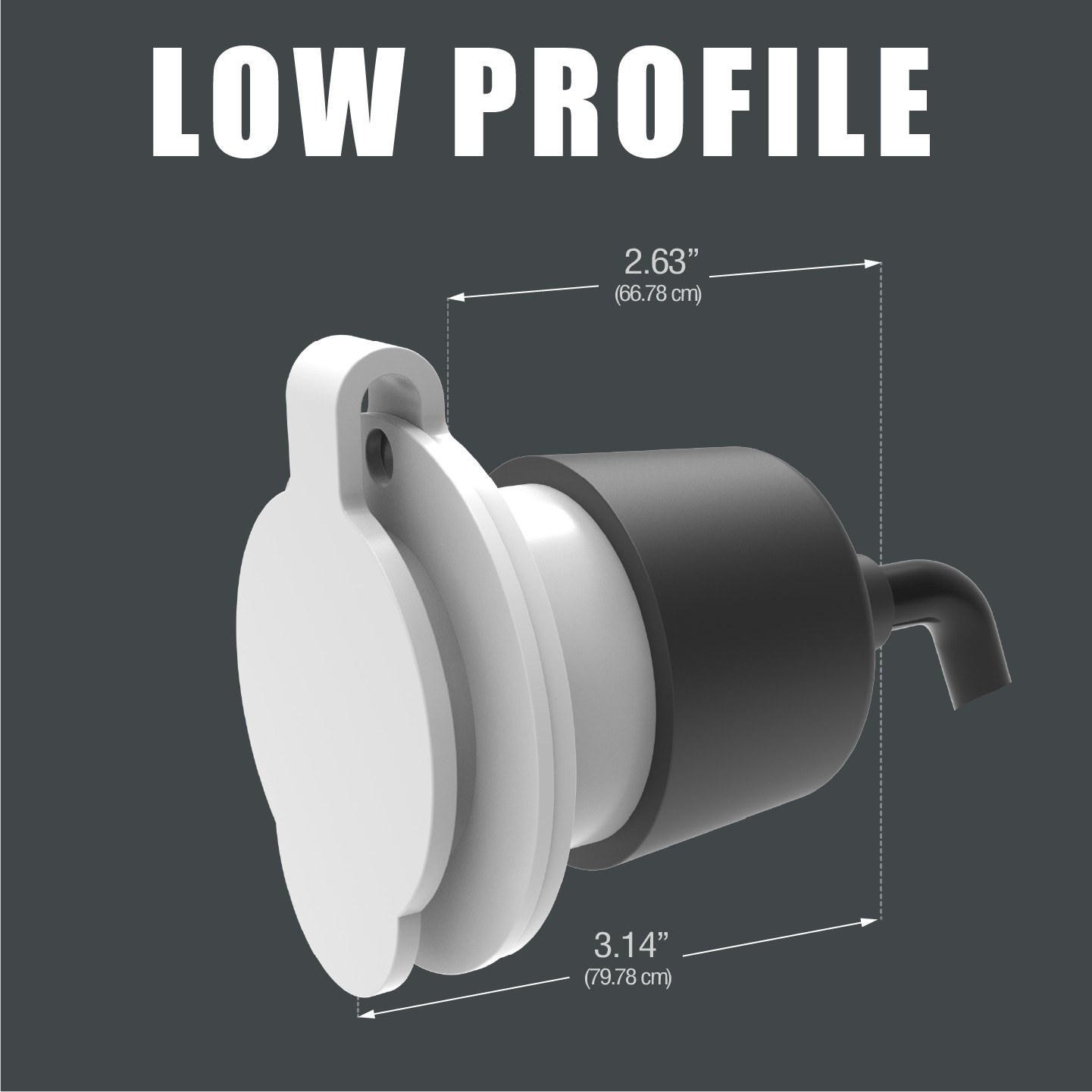White Power Inlet Plug Panel Charge Port 15A 125V RV Shore Boat Shed Trailer