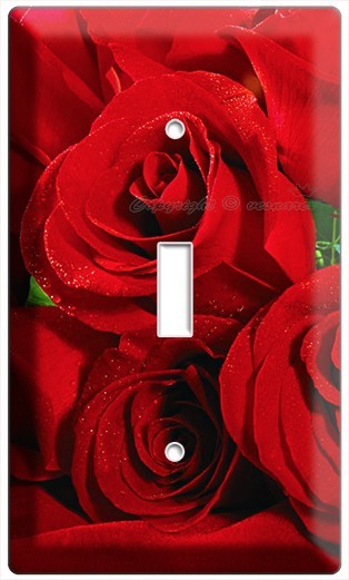 BEAUTIFUL BOUQUET OF RED ROSES LIVING ROOM DECORATION LIGHT SWITCH OUTLET PLATES
