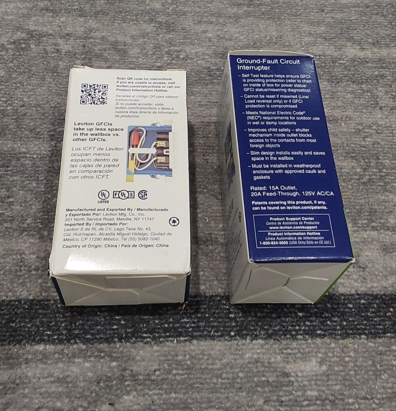 Leviton GFWT1-KGY 15 Amp 125V GFCI Outlet Gray Electrical Outlet LOT OF 2 F