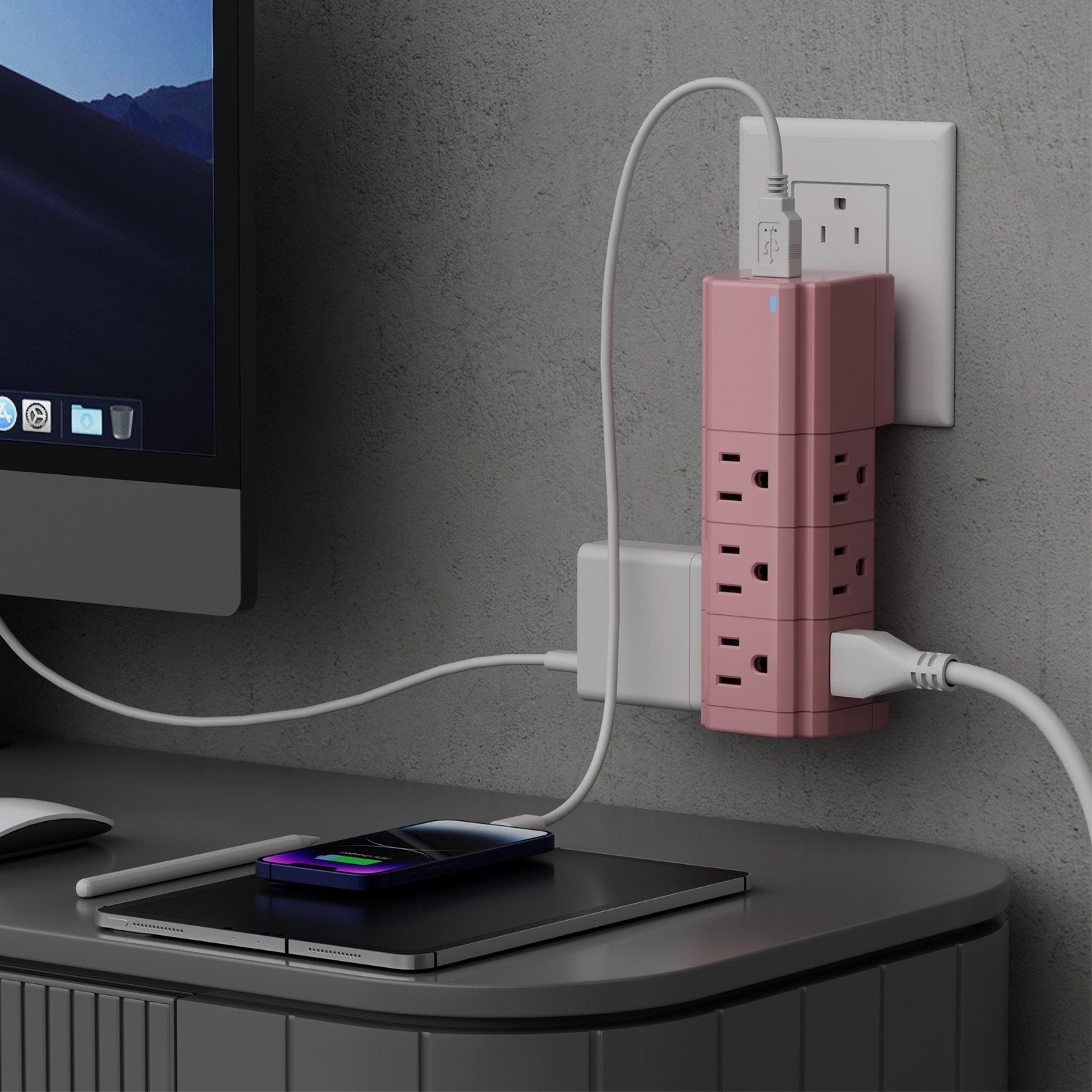 Tech Impressions 2-Pack Swivel Power Strips for Up to 11 Devices Each