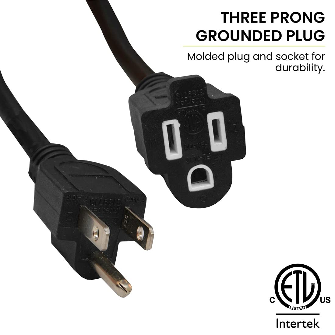 Power By GoGreen Go Green Power Inc. 16/3 50ft Black Outdoor Extension Cord -…