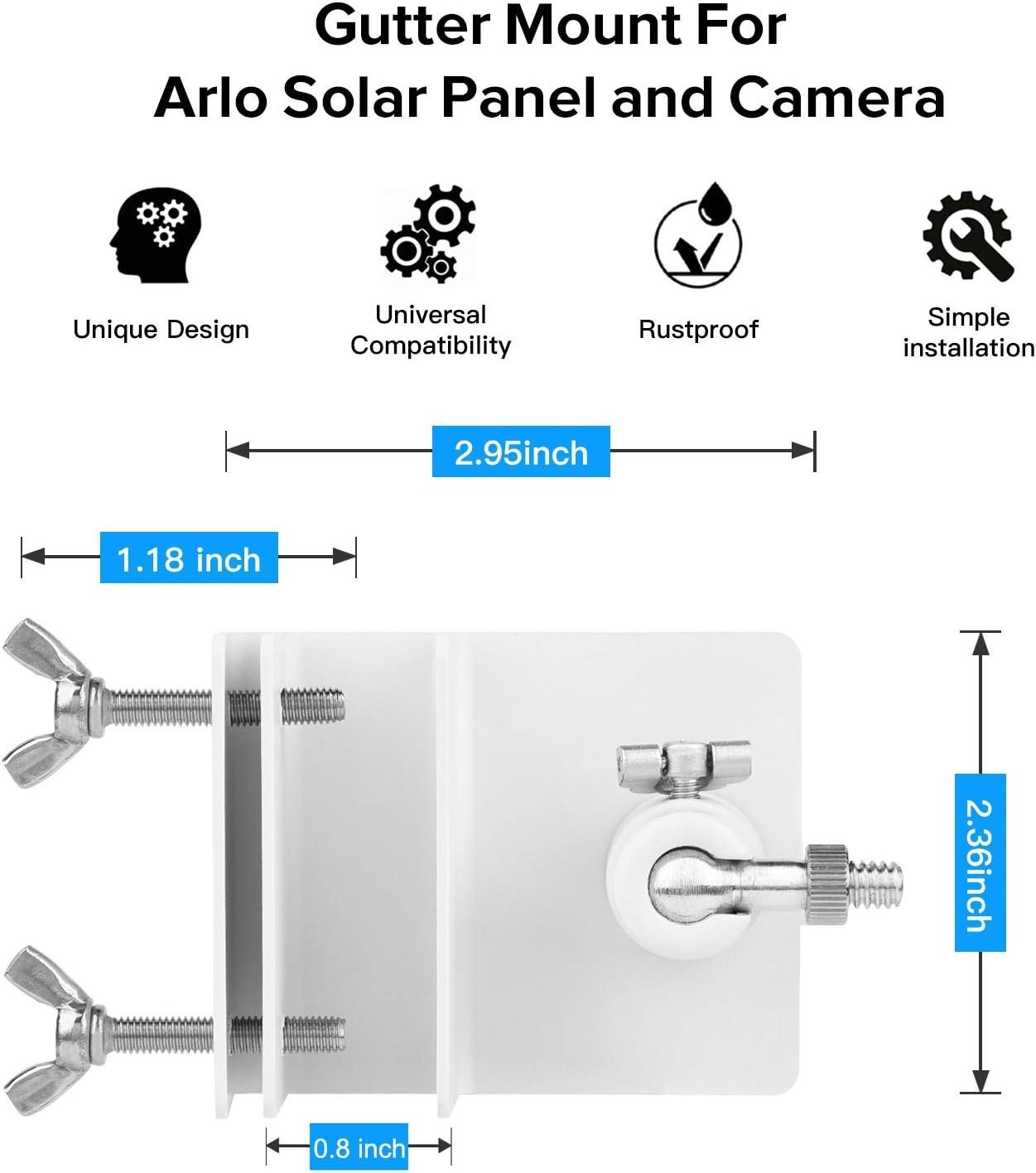 2-Pack Gutter Mount for Arlo Essential & Pro Solar Panels – Easy Install