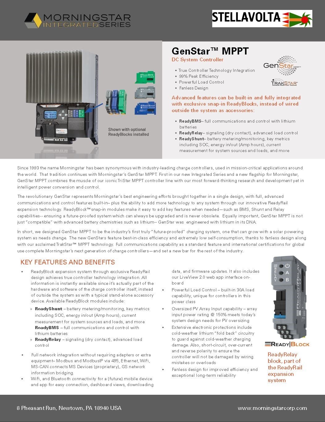 Morningstar GS-MPPT-80M-200V GenStar MPPT Charge Controller 80A 200VDC