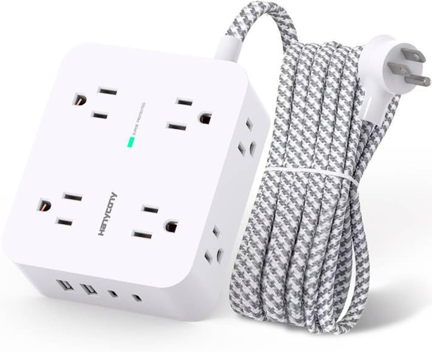 1080J Surge Protection Power Strip with Compact 8 Outlets & USB C Charging Ports