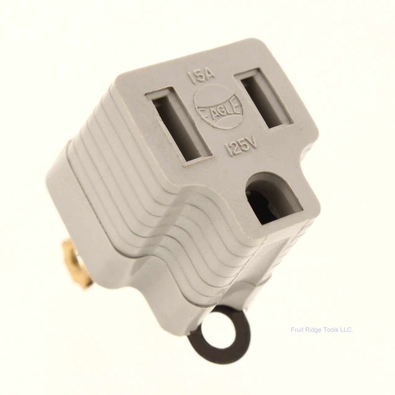 Eagle Gray 3-Prong Plug Outlet Cord Adapter Grounding Polarized 15A Bulk 419GY