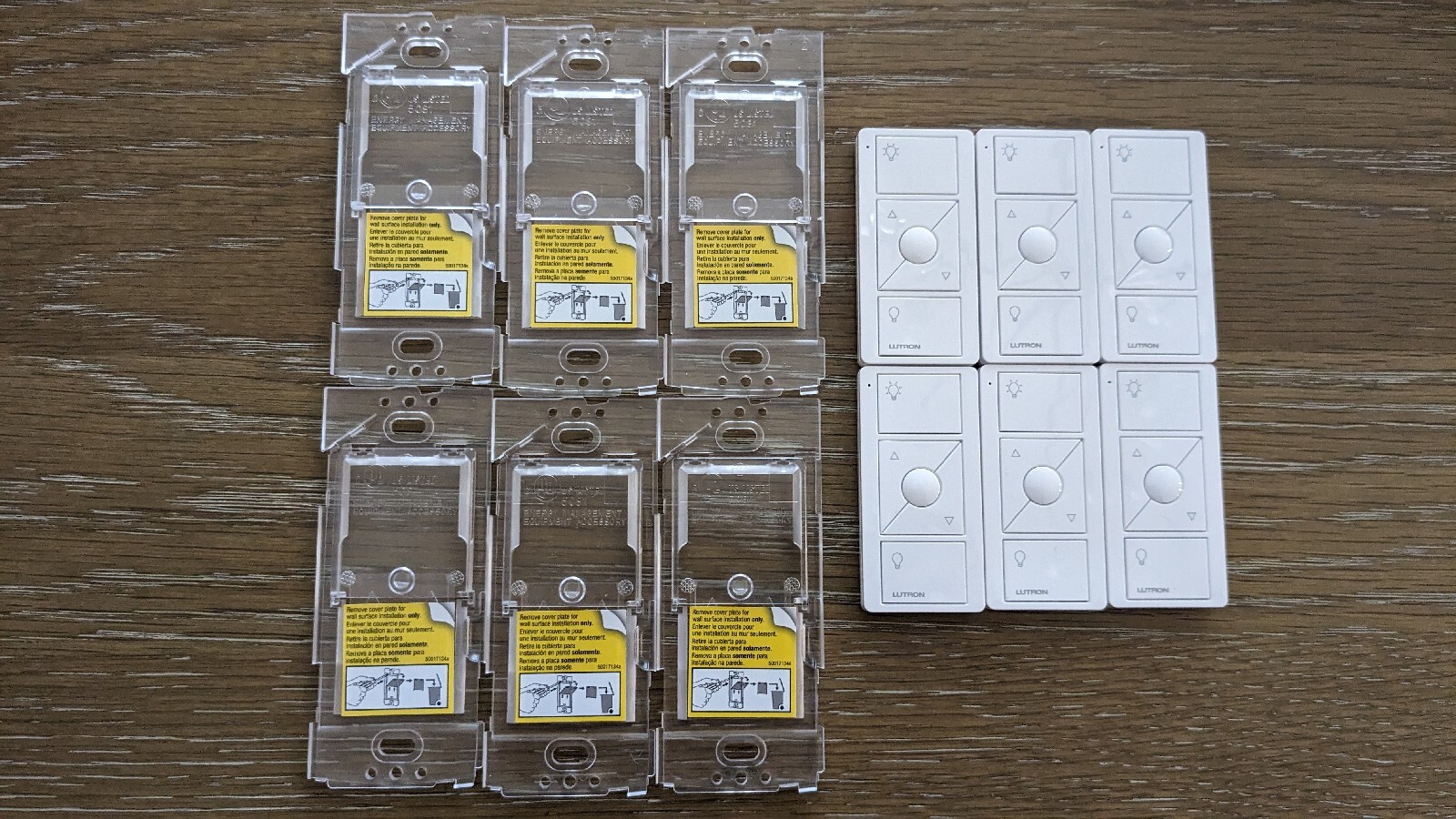 6 Lutron Caseta Pico Remotes + 6 Pico Wallplate Brackets