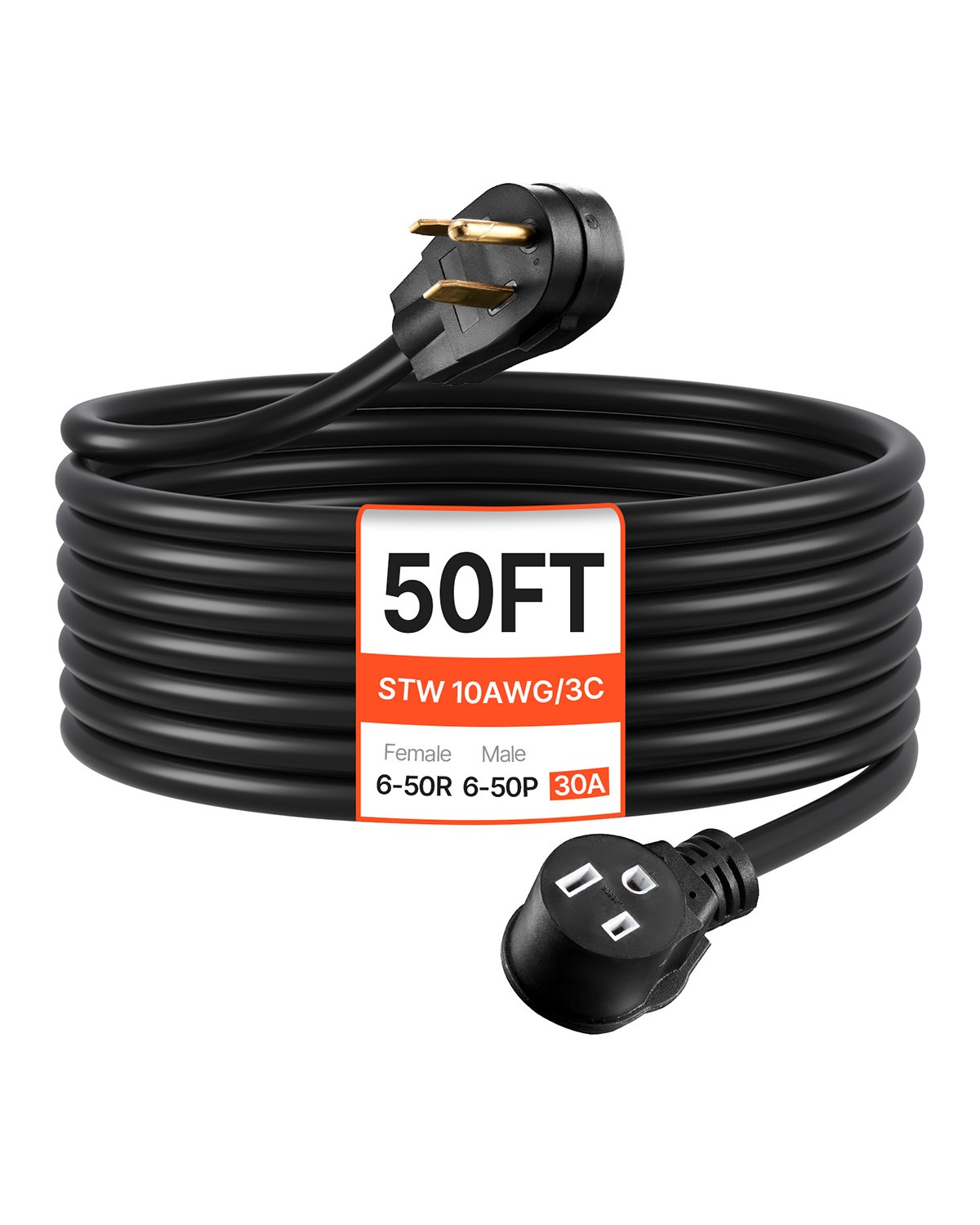 Uimoso 50 ft 30A Generator Cord, 250V NEMA 6-50P to 6-50R, 7500W Power Cable