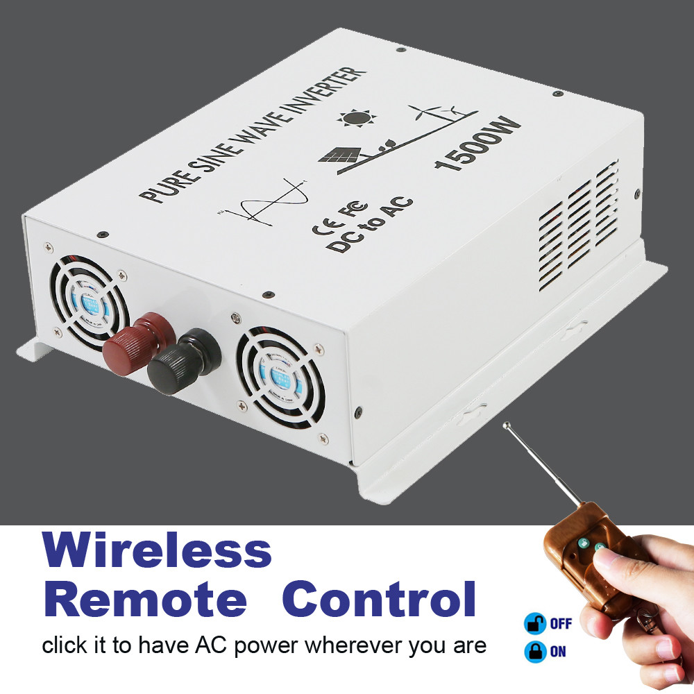 1500W Power Pure Sine Wave Inverter 12V 24V to 120V 220V Home Solar Camp Car RV