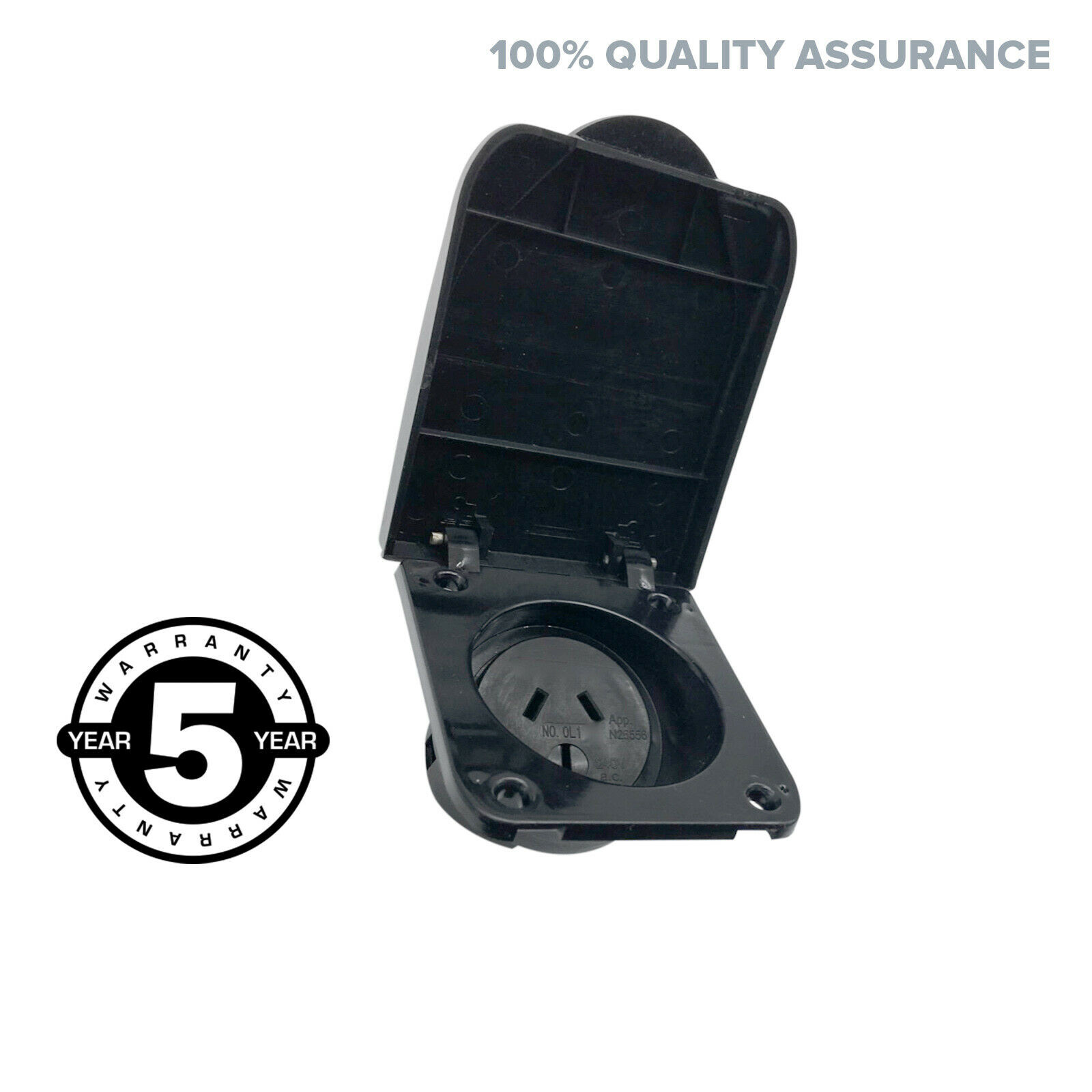 15A AMP Power Outlet Socket For RV, Caravan, Motor Home Black Colour
