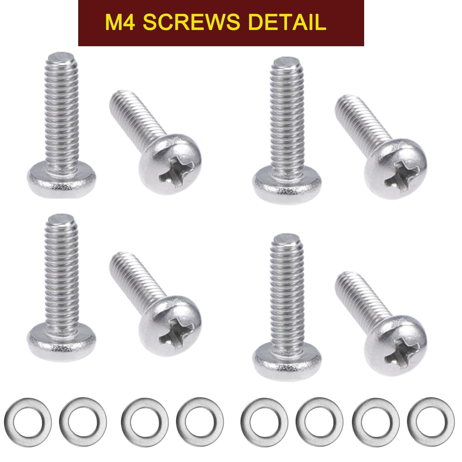 M4 10mm TV/Monitor Wall Mount Screws for 75x75mm and M4-10mm, Stainless Steel