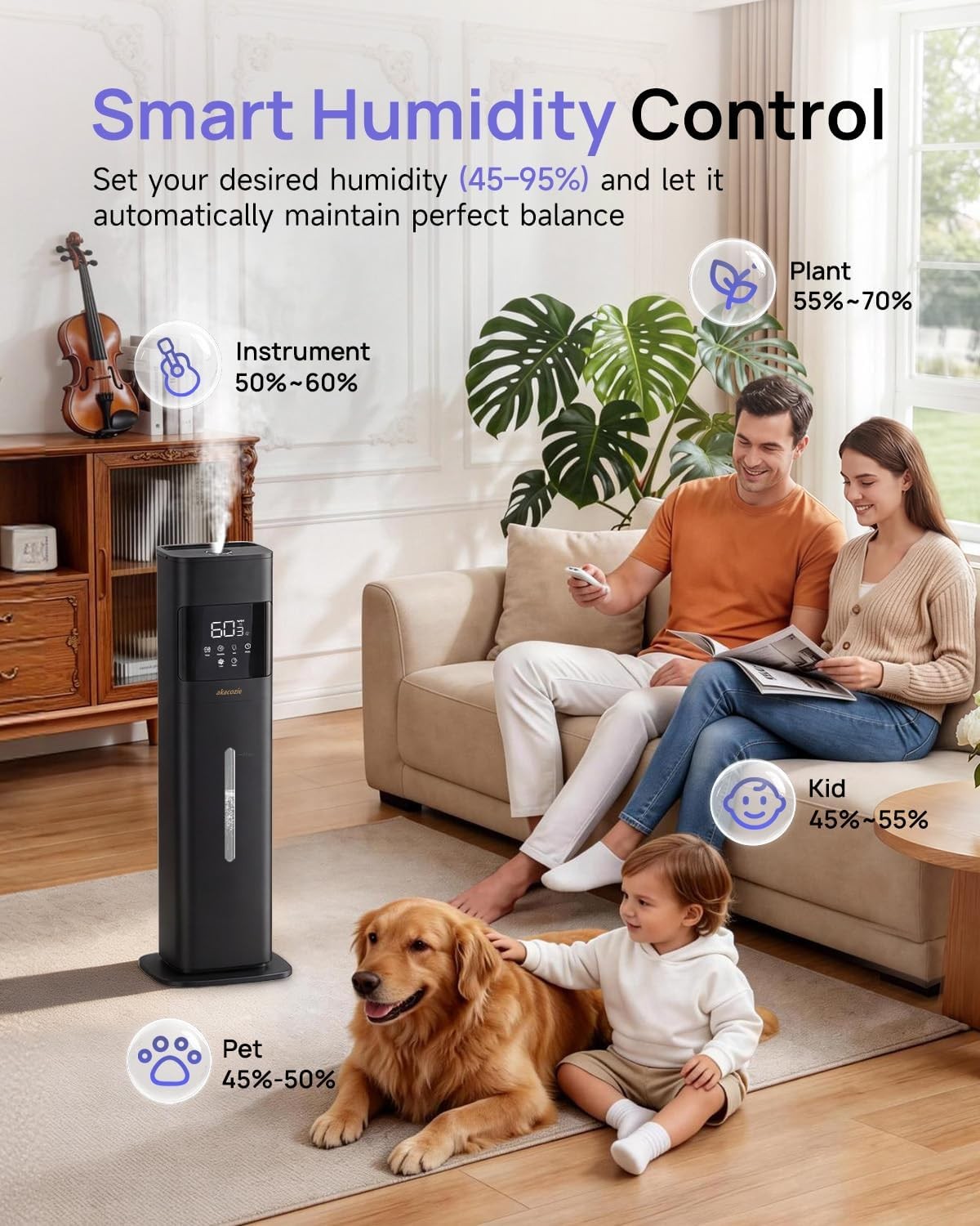 Humidifier Large Room, 2.1Gal/8L Cool Mist Humidifiers for Bedroom 500 sq…