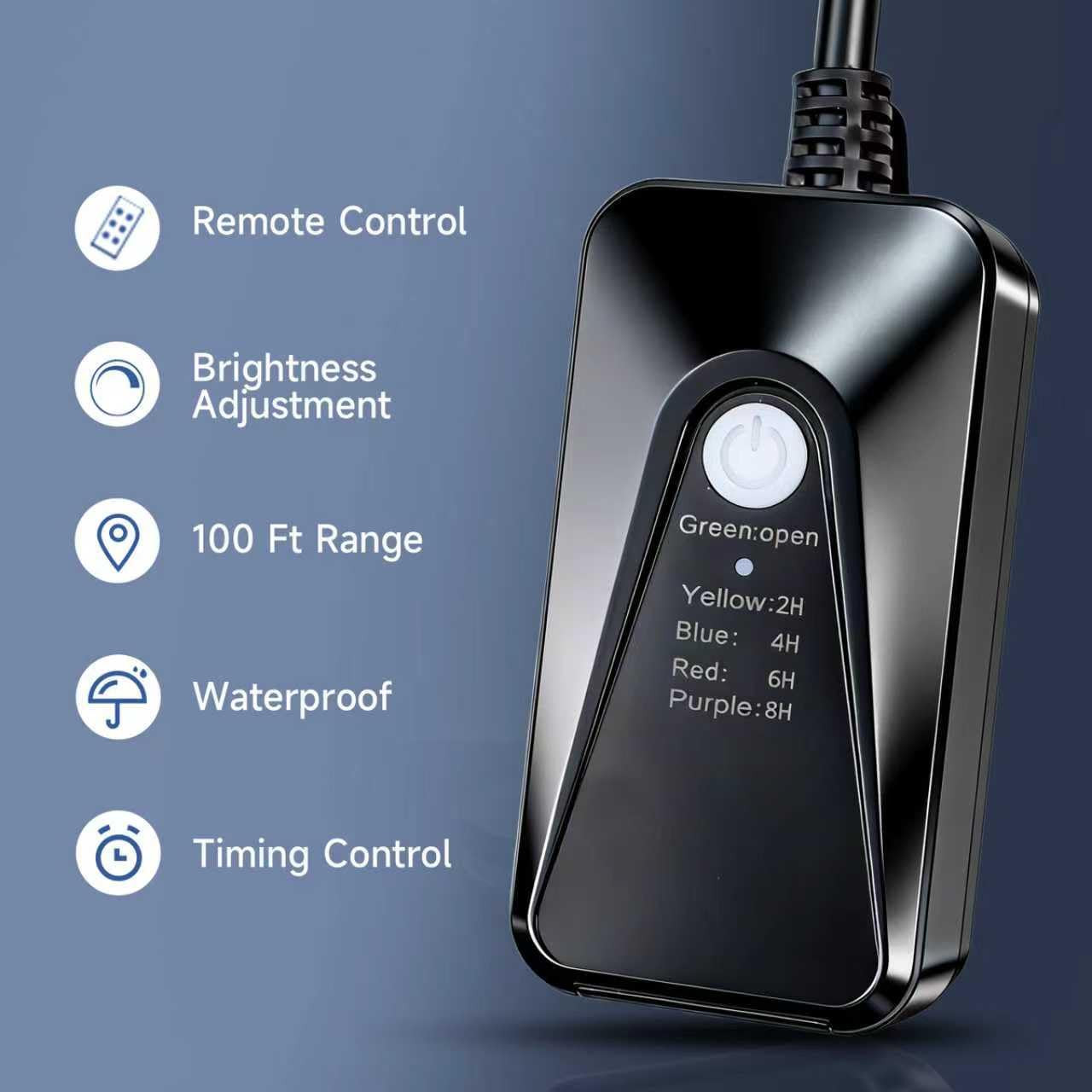 Outdoor Dimmer for String Lights,Plug-In Dimmer Switch 100FT Remote Control & Ti