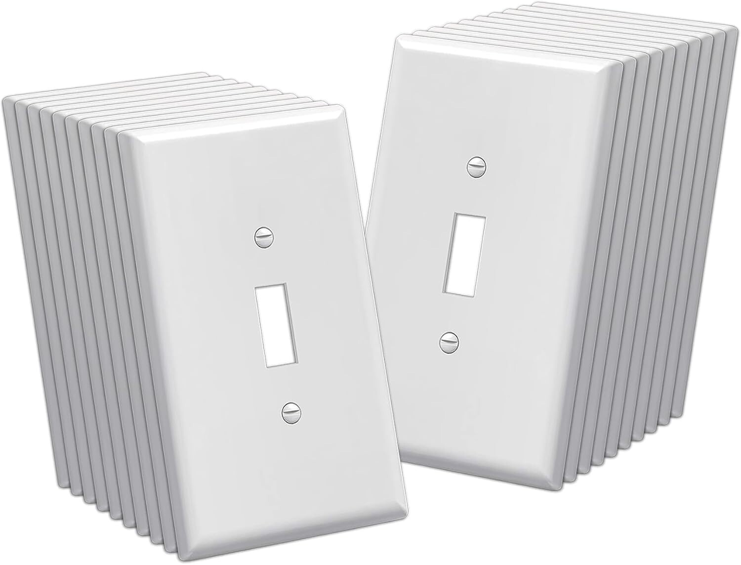 20-Pack White Toggle Light Switch Wall Plate, Unbreakable Polycarbonate Bessten