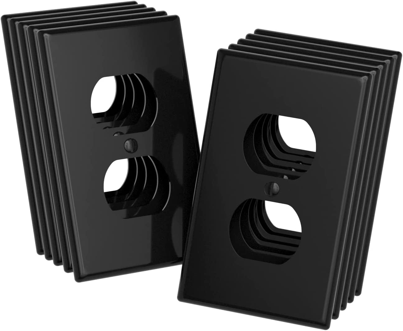 Black Outlet Covers Duplex Receptacle Wall Plates 1 Gang Standard Size Outlet
