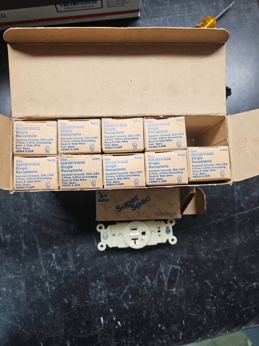 Lot 10 Eagle Isolated IVORY Single Outlet Receptacle 5-20R 20A 125V 5361 V