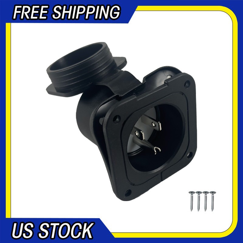 125V 15A Shore Power Inlet Port Plug NEMA 5-15P Male Receptacle RV Flanged Inlet
