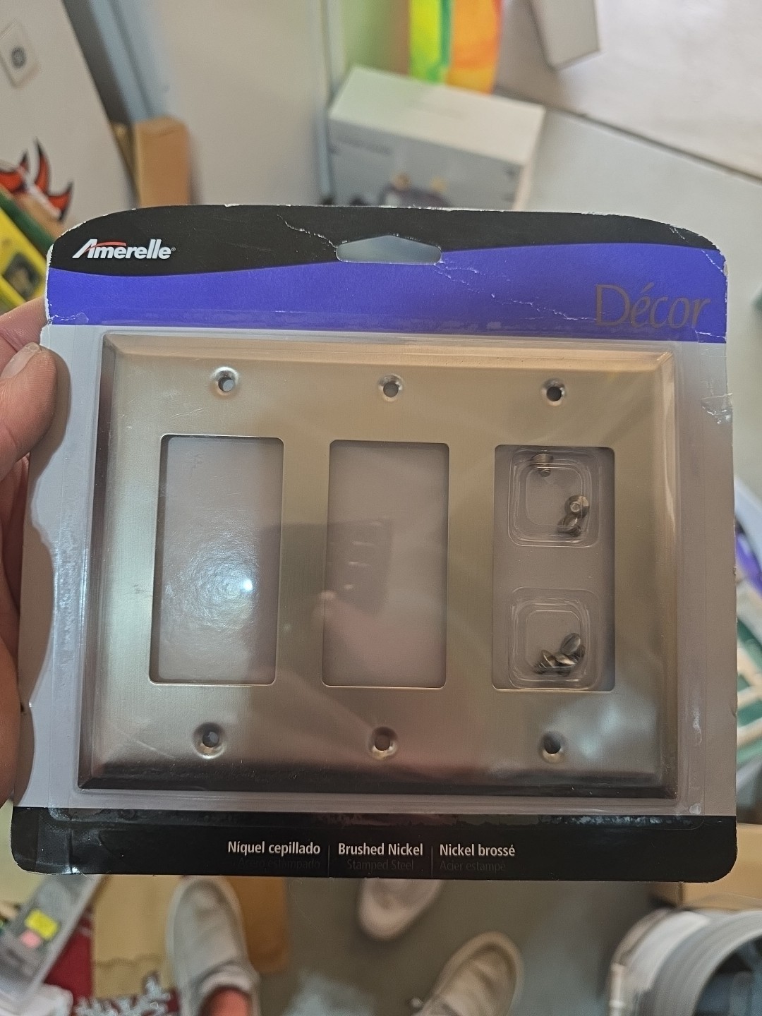Amerelle Decor Century Brushed Nickel Wall Plate 3 Rocker Light Switch 163RRRBN