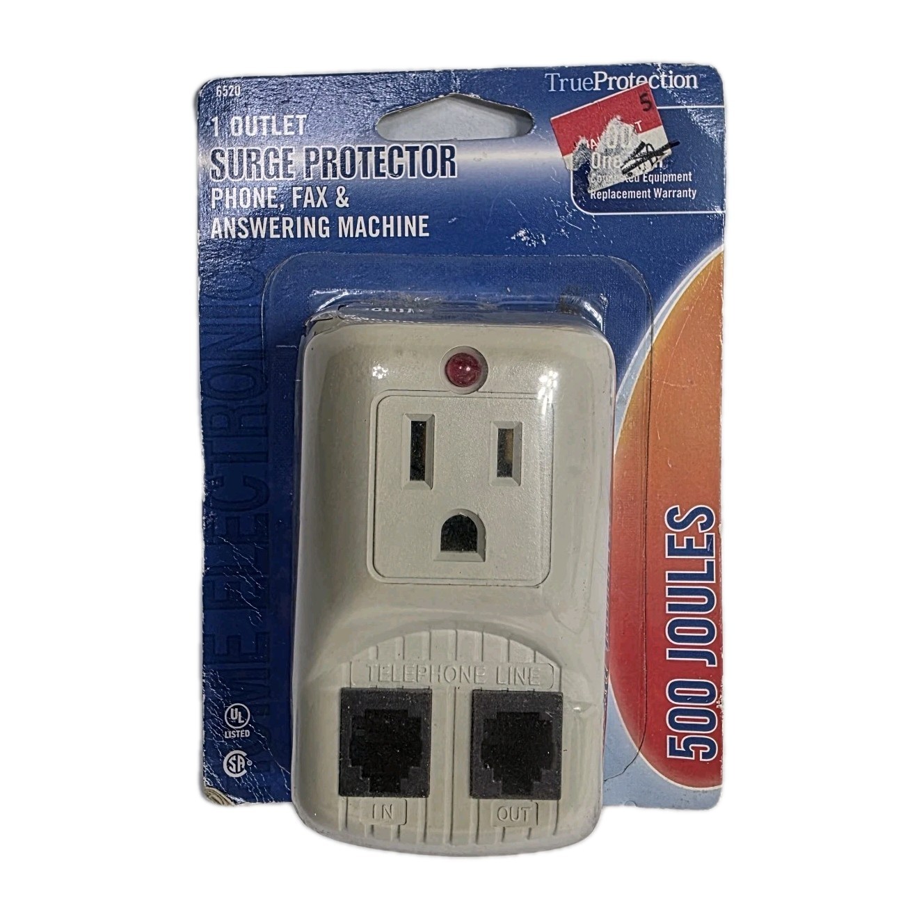 True Protection Surge Protector 1 Outlet, Phone Fax & Answering Machine Open Box