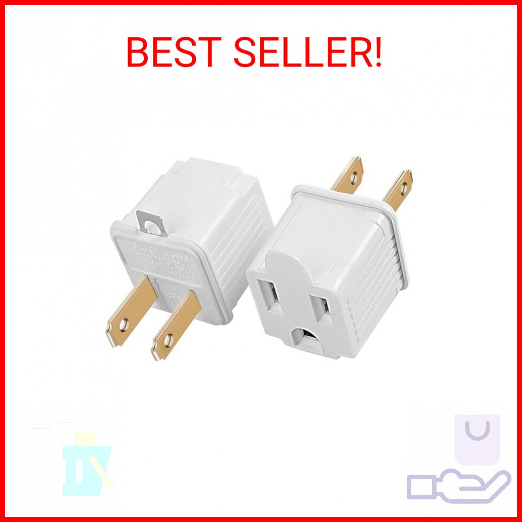 TENINYU Grounded Adapter 3-Prong to 2-Prong Outlet Converter – 3 Pin to 2 Pin Pl