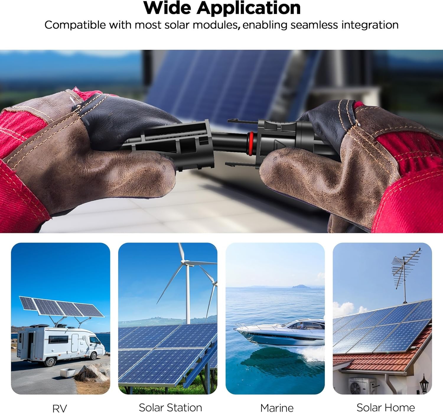Solar Panel Cable Wire Pair Black + Red Fits MC4 Connectors 8 / 10 / 12 / 14 AWG
