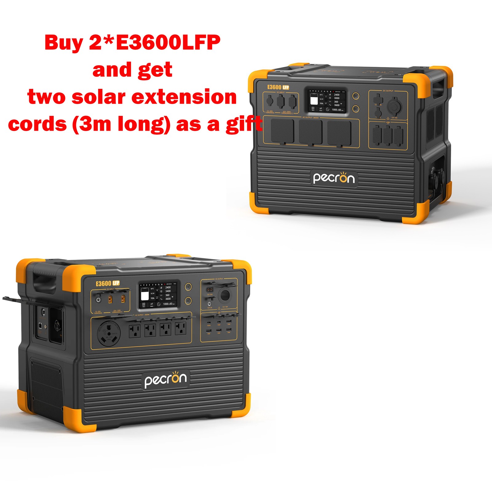 PECRON 2*e3600lfp Portable Power Station 3072Wh 3600W Home Backup Generator