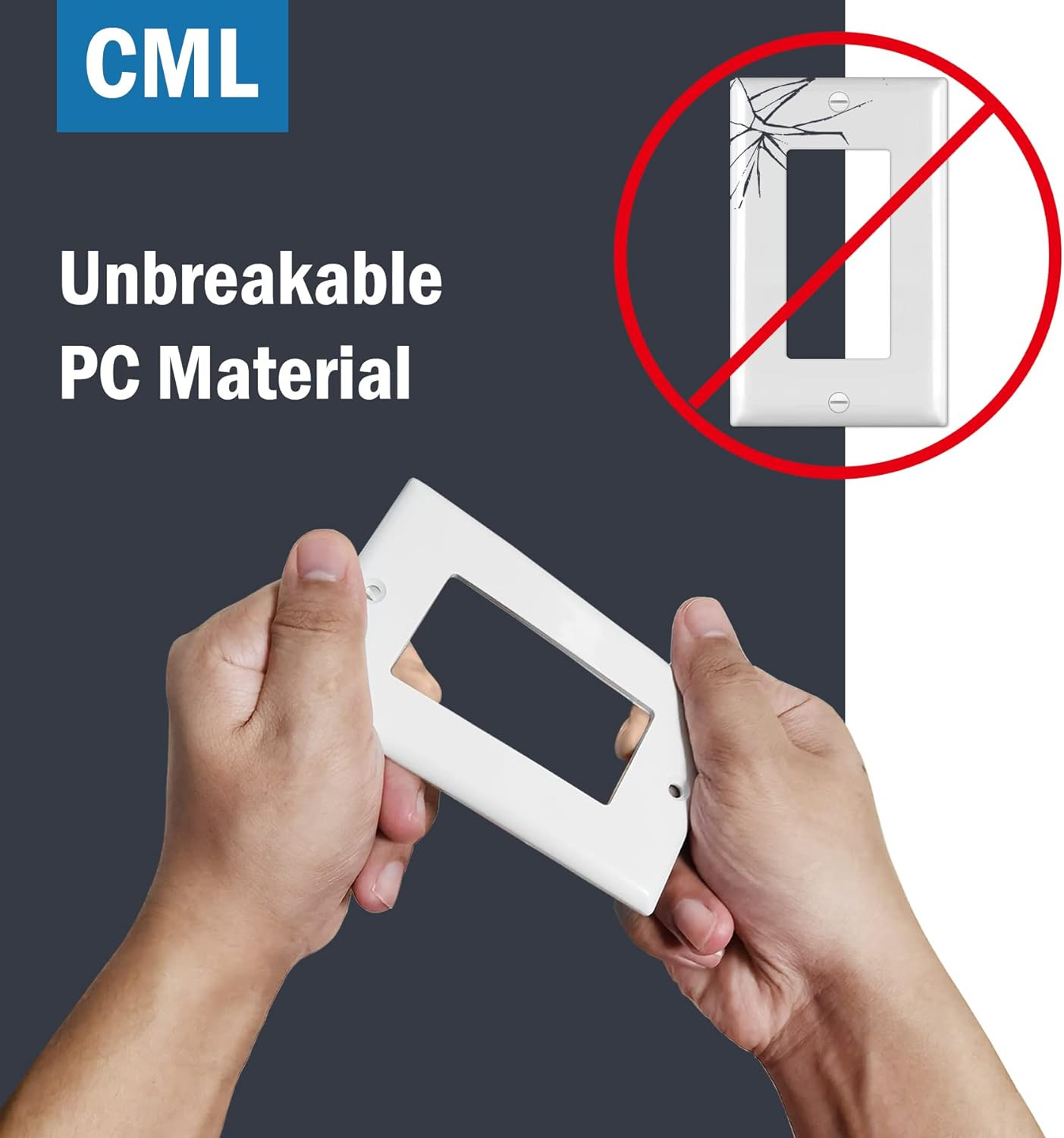 CML Decorator Wall Plates, 50 Pack Electrical Outlet Receptacle Covers, 1-Gang S
