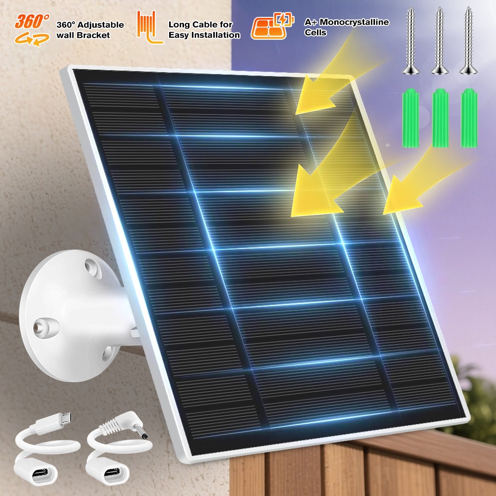 Lot 5W 5V Type-C Port Solar Panel Charger for Outdoor Security Camera CCTV Cam