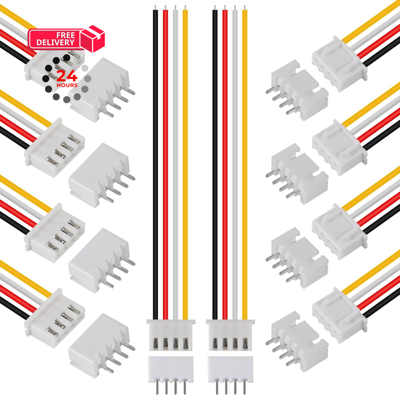 ACEIRMC 10Pairs JST-XH Connector Kit, XH 2.54mm 4 Pin Header Male and 4P