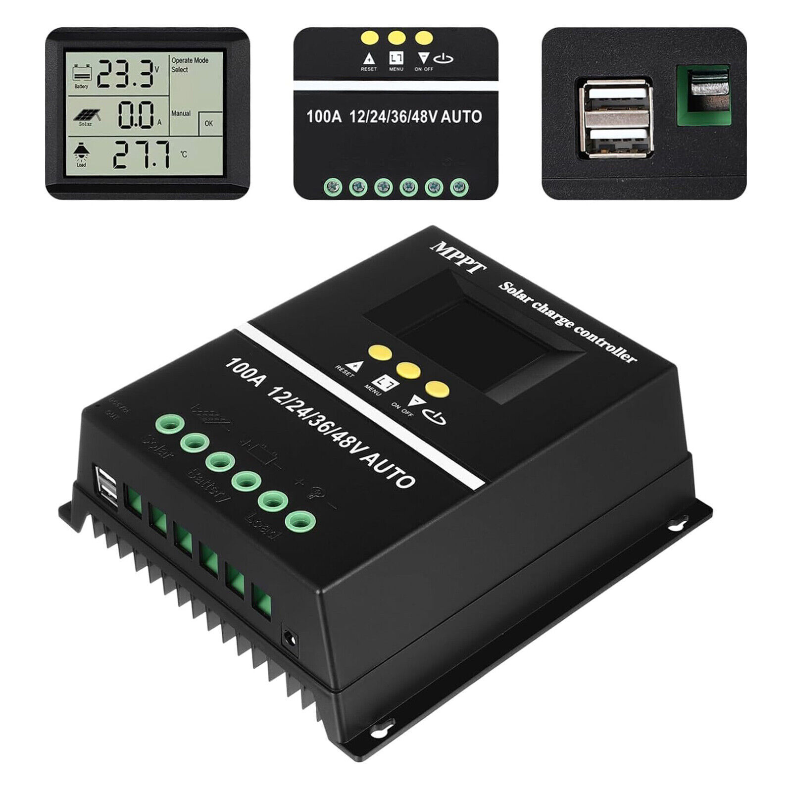 2PC 4000W 100A MPPT Solar Charge Controller 12V 24V 36V 48V Battery PV Regulator