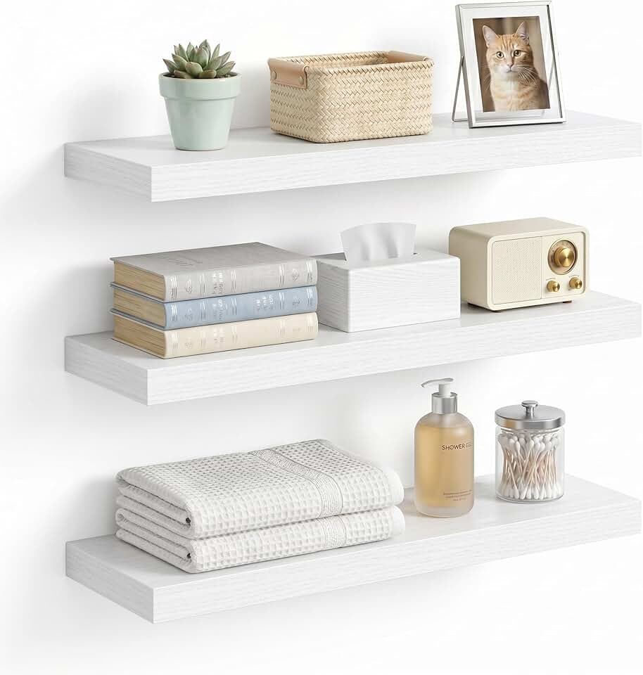 Floating Shelves for Wall, 16 inch Set of 3 Bathroom Shelf Bedroom Kitchen